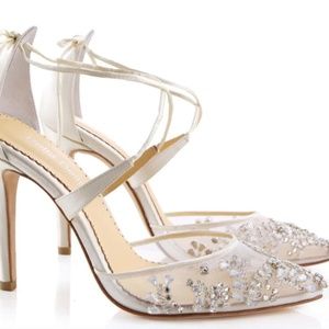 FLORENCE Crystal Embellished Heels for Weddings size 6.5 Ivory